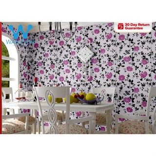 WANFISH pink flower with black leaves 10mx45cm elegant design for bedroom living room self-adhesive #1