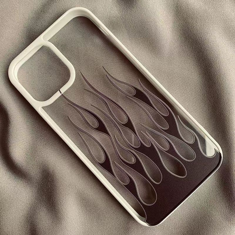 Acrylic Flame Apple 13promax Phone Case Drop proof xr/xs Transparent 7