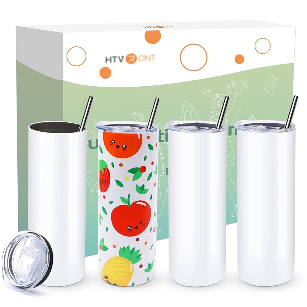HTVRONT 4 Pack Sublimation Tumblers 20 OZ About 385ml Skinny Straight