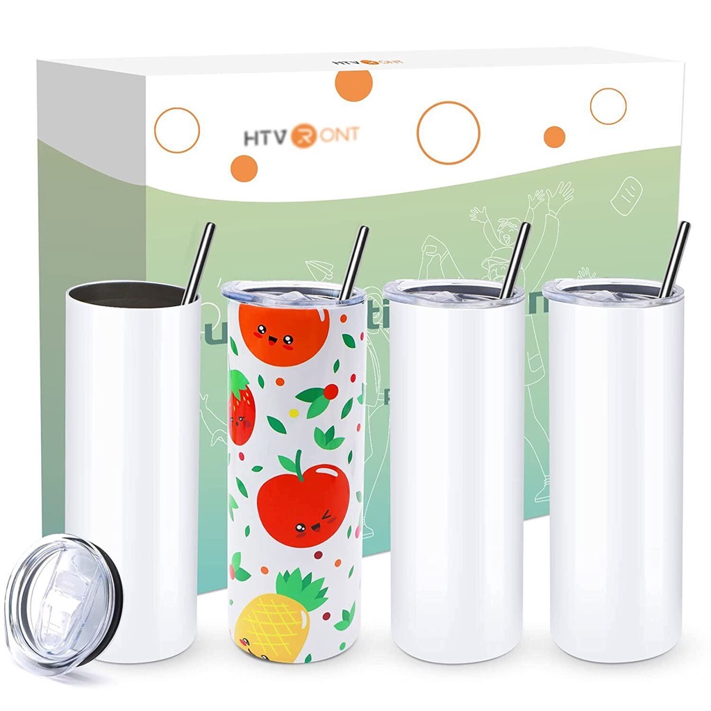 HTVRONT 4 Pack Sublimation Blanks Tumblers 20 OZ Skinny Stainless Steel