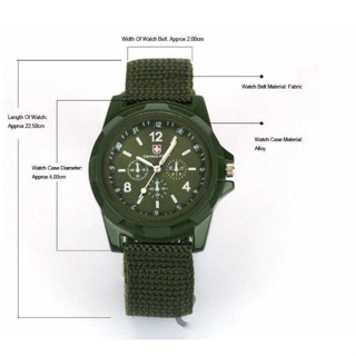 ▥▲SESE Gemius Military Analog Watch Unisex fashion Canvas Waterproof Watch Canvas-belt StrapWaterpro #6
