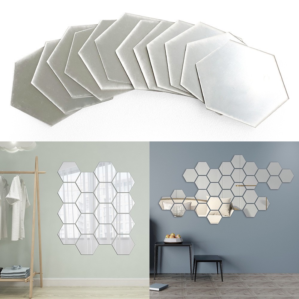 Geometric Hexagon Acrylic 3D Art Mirror Wall Sticker Home DIY Decor