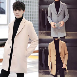 Off-season male long trench coat over-thick knee thick coat tide Korean Slim handsome woolen coat ma