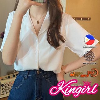 Kingirl Chiffon Blouse For Women Casual Short Sleeve Solid Color Fresh Oversiezd Korean Polo  Shirt #4