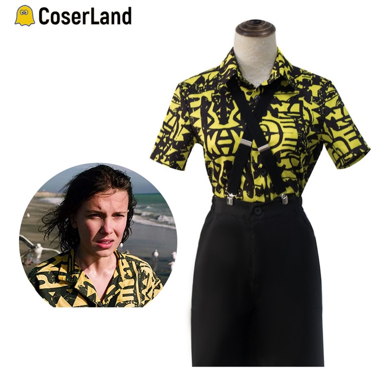 Stranger Things Eleven Cosplay Costume Girl Yellow Printed Collared Shirt  Women 80s Dress Outfit Suit Mardi Gras Clothes Set | Shopee Philippines