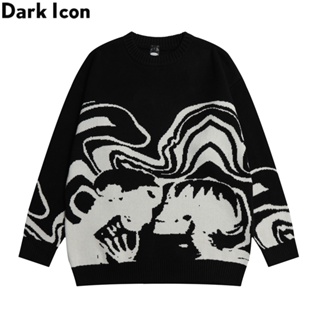 Dark Icon Jacqard Sweater Men Pullover Knitwear Men's Sweaters Autumn Man Clothing