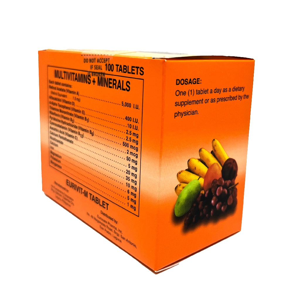 EURIVITM TABLET Multivitamins + Minerals 100Tablets FDA Approved