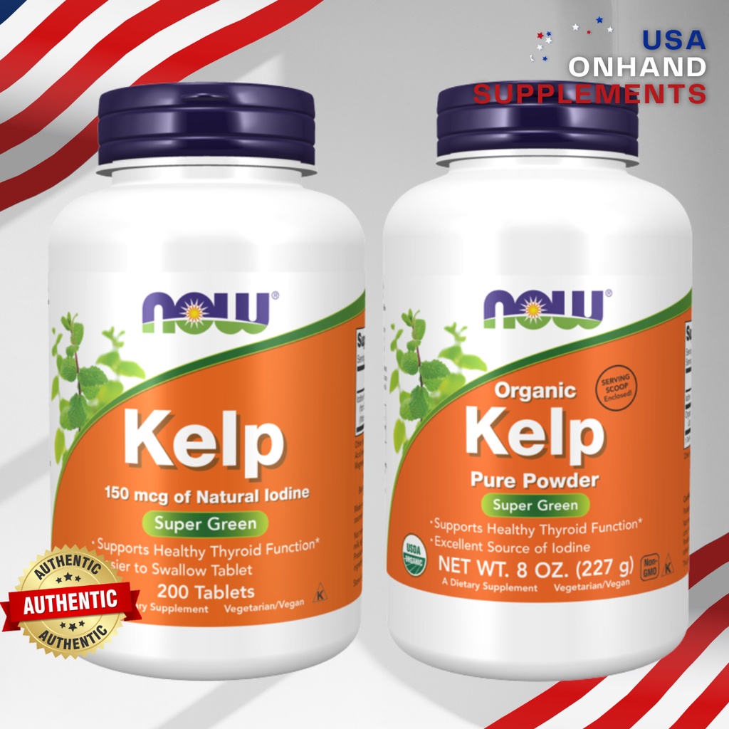 USA Onhand Now Foods, Organic Kelp, Pure Powder, 227 g Kelp Supports