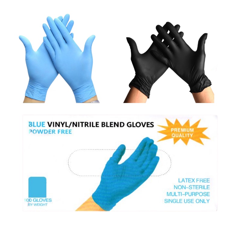 100PCS Vinyl Nitrile Blend Gloves Powder Free disposable gloves