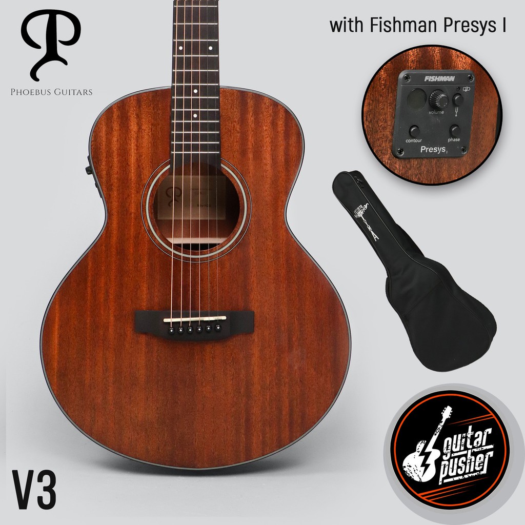 Phoebus Baby-N Gs V3 All Mahogany Gs Mini Travel Acoustic Guitar with Gig Bag (Pickup Available)