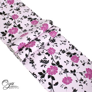OYA Wallpaper pink flower with black leaves home wall sticker for room design selfadhesive #2