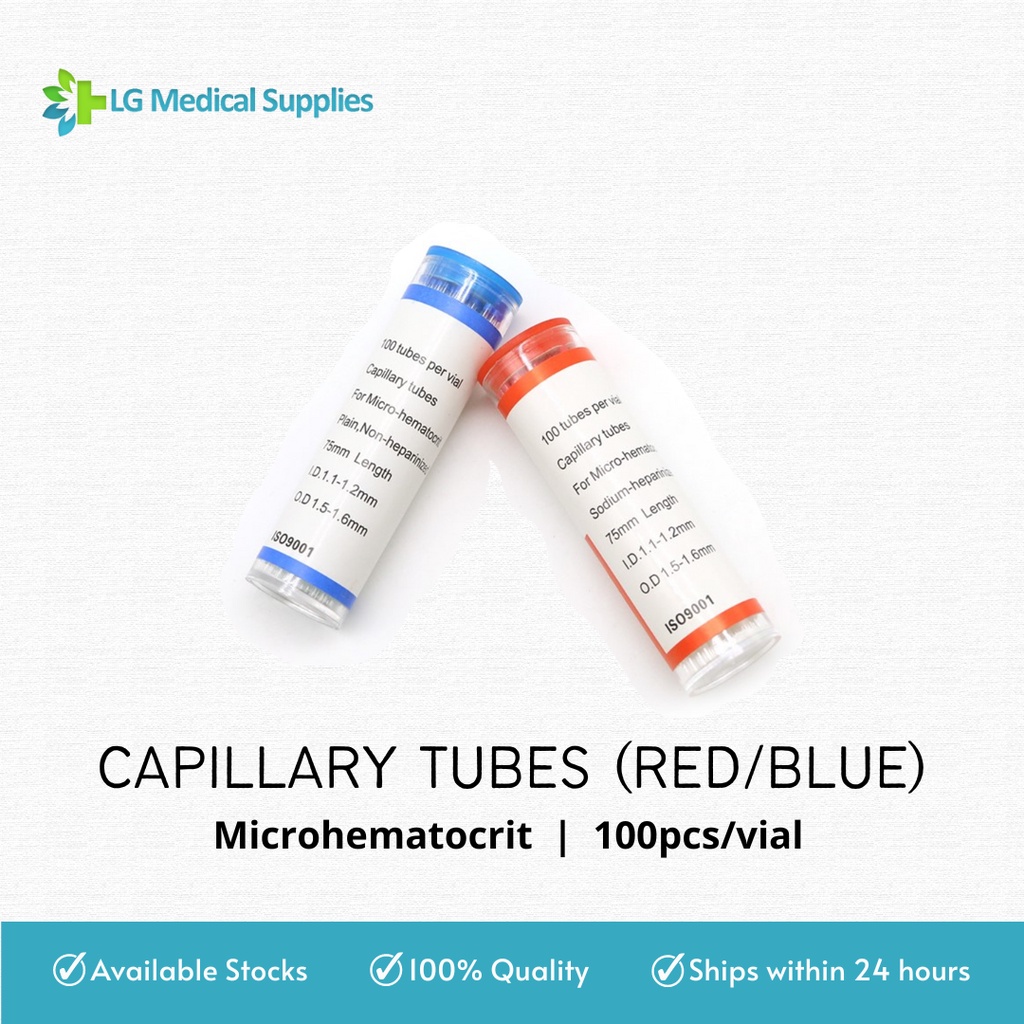 Microhematocrit Capillary Tubes (Red/Blue) 100pcs/vial Shopee Philippines
