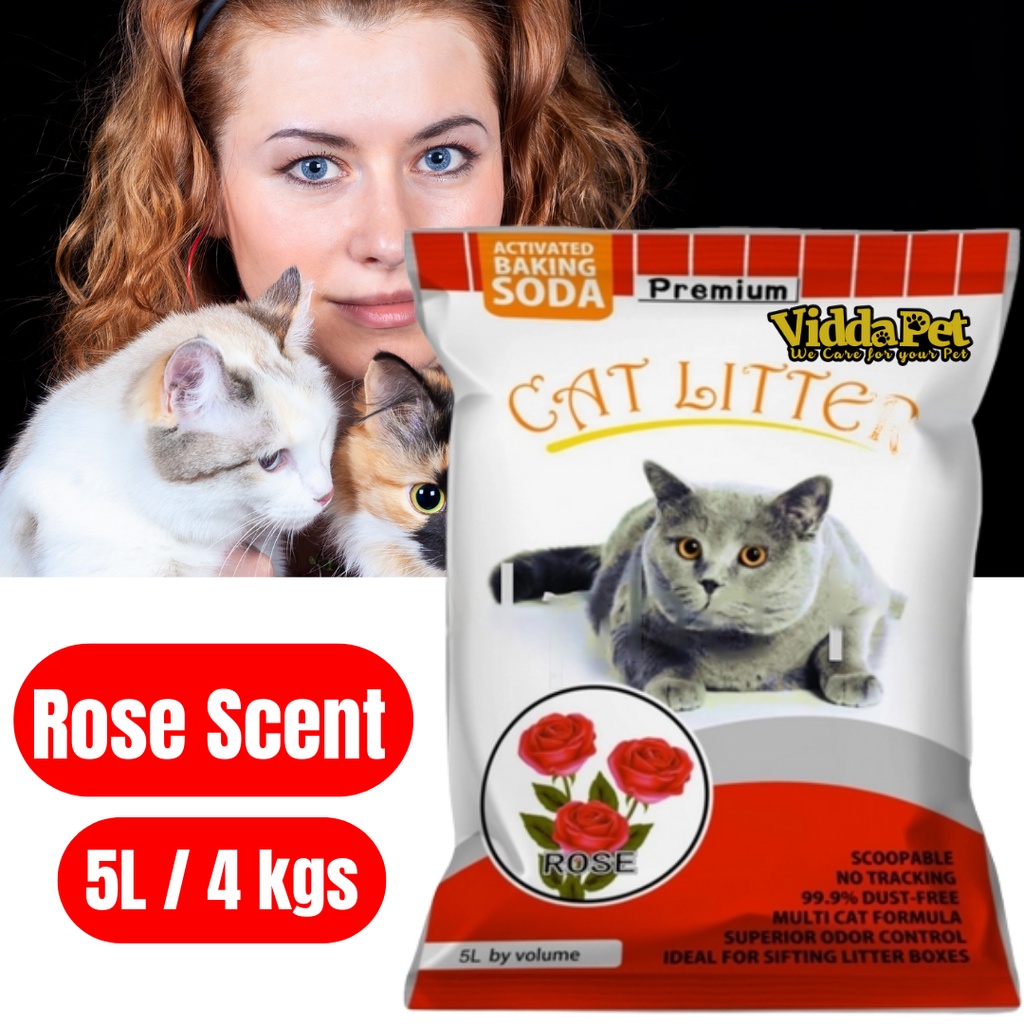 Cat litter rose scent 5L/4kgs premium cat litter fast clumping sand litter rose scent feline