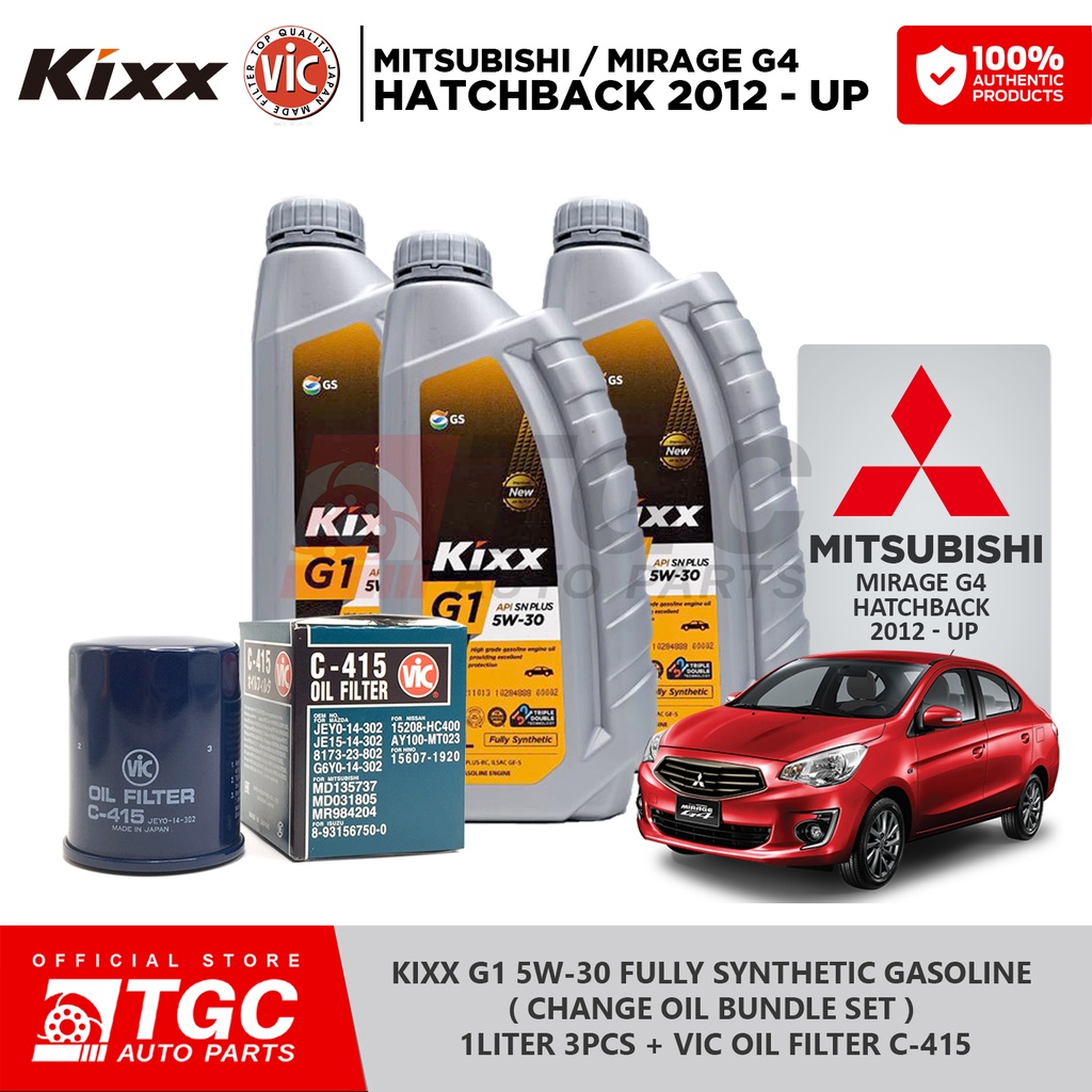 KIXX G1 5W30 Fully Synthetic Gasoline Change Oil Bundle Set 3L + C415 Mitsubishi Mirage G4 / HB