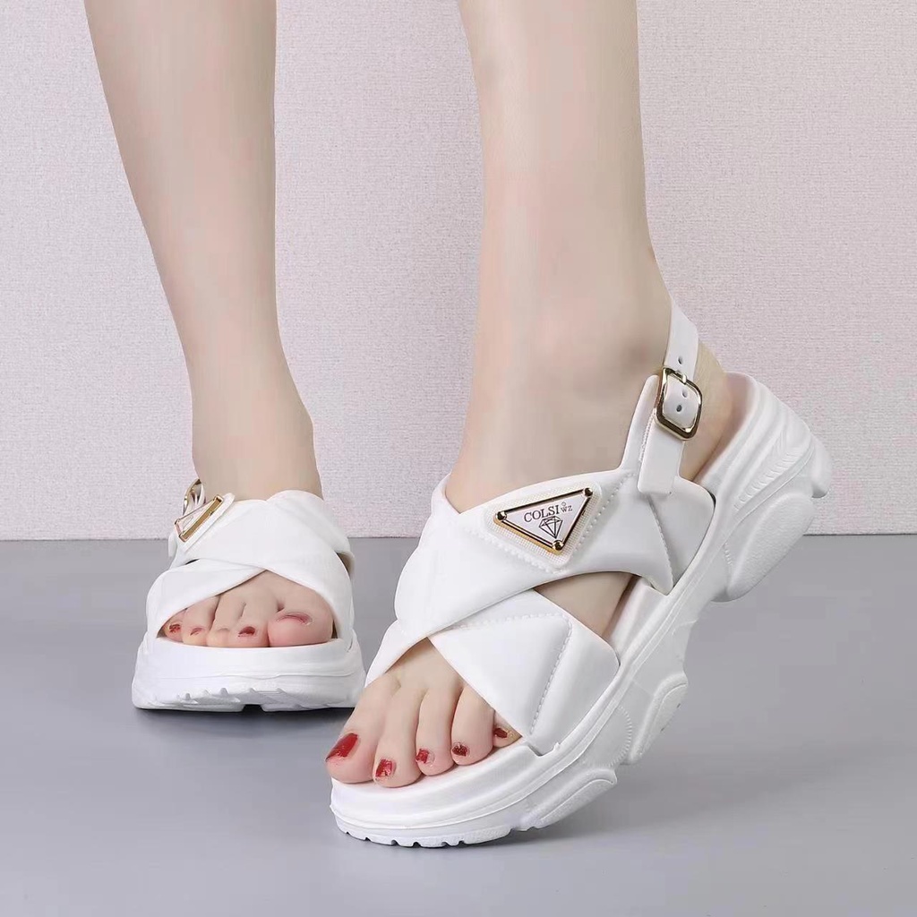 New arrival bestseller korean summer fashion thick bottom fitflop cross