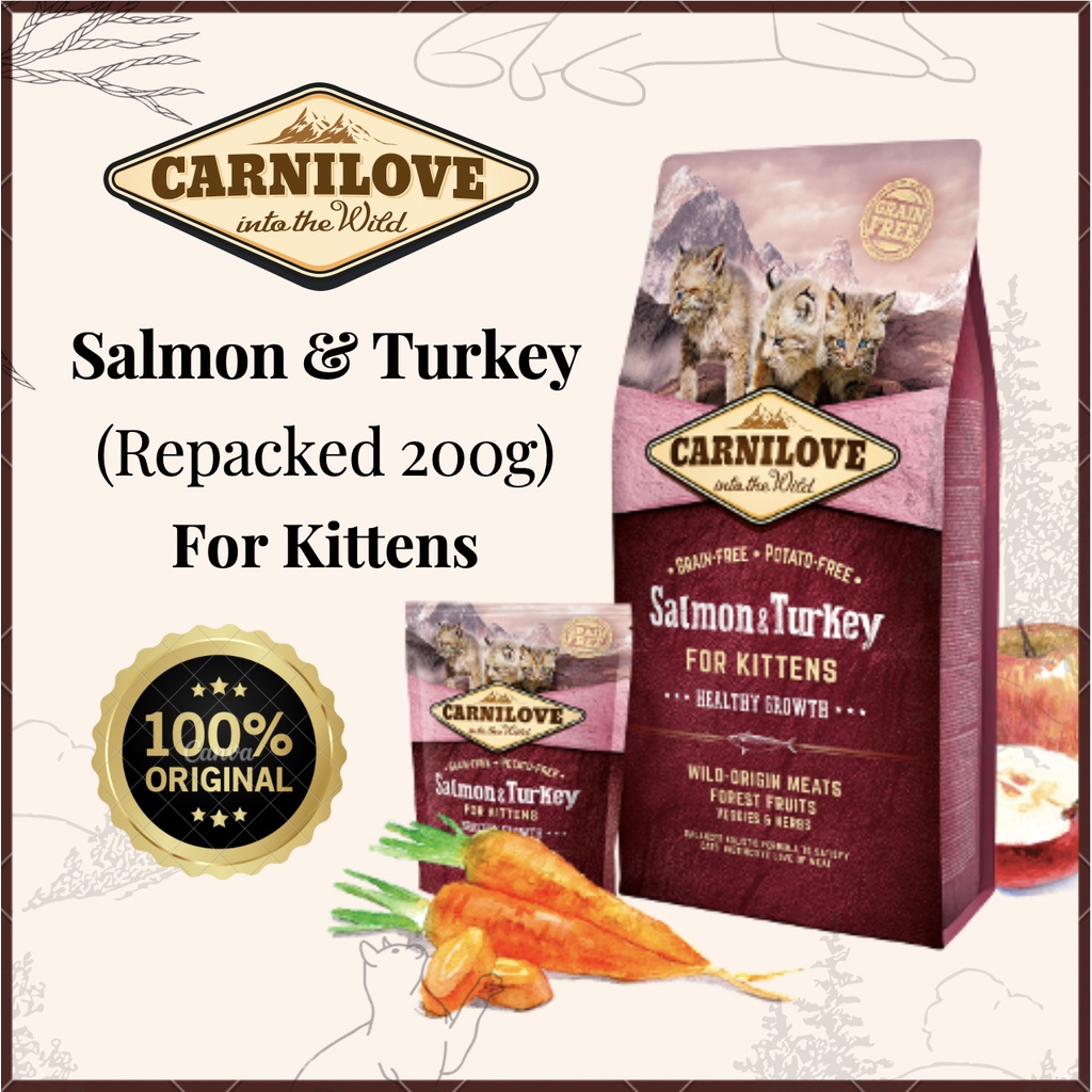 Carnilove Salmon and Turkey Kittens for Healthy Growth 200g (Repacked) Cats | Dry Cat food | Kibble