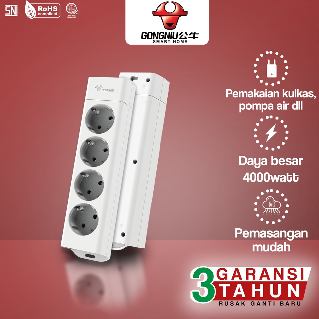 Gongniu G104 Socket 4 Holes Wireless Power Strip Switch Single SNI - 3 ...