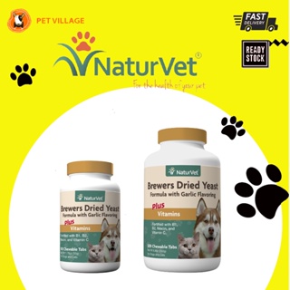 NATURVET Brewers Dried Yeast Formula with Garlic Flavoring Plus Vitamins for Dogs & Cats 100/500 Tablets