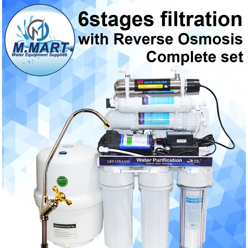 6 Stage Reverse Osmosis System With UV set (Purified Water) 100gpd