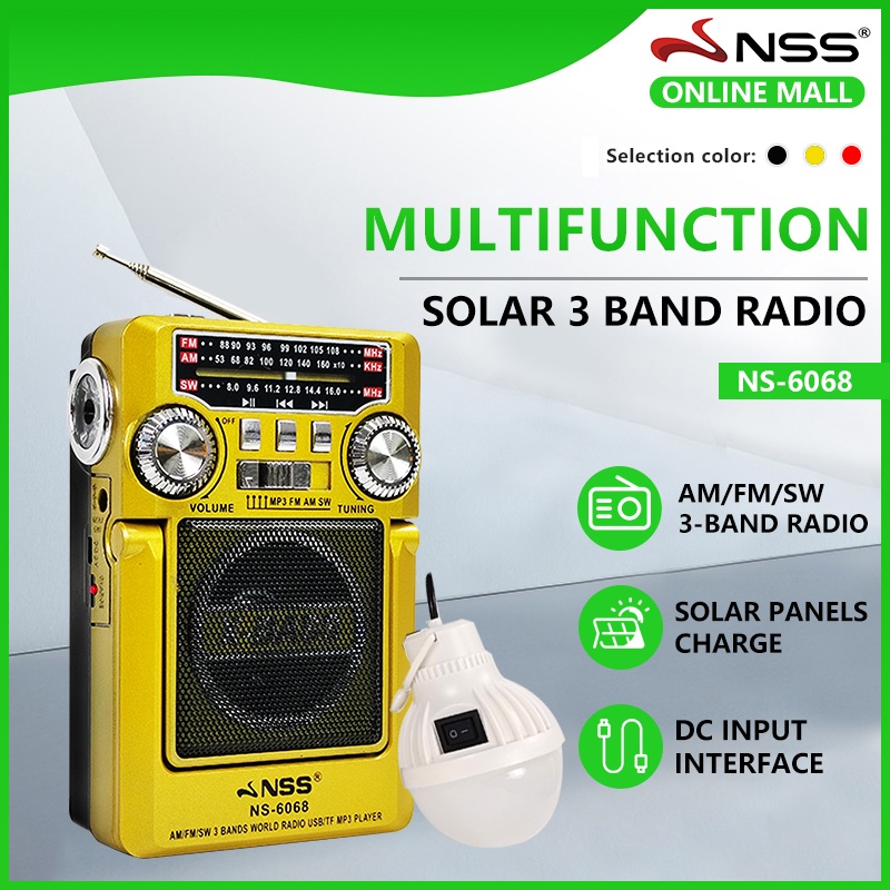 NSS Solar Radio FM/AM/SW 3 BAND WORLD RECEIVER MP3 Solar Radio with LED