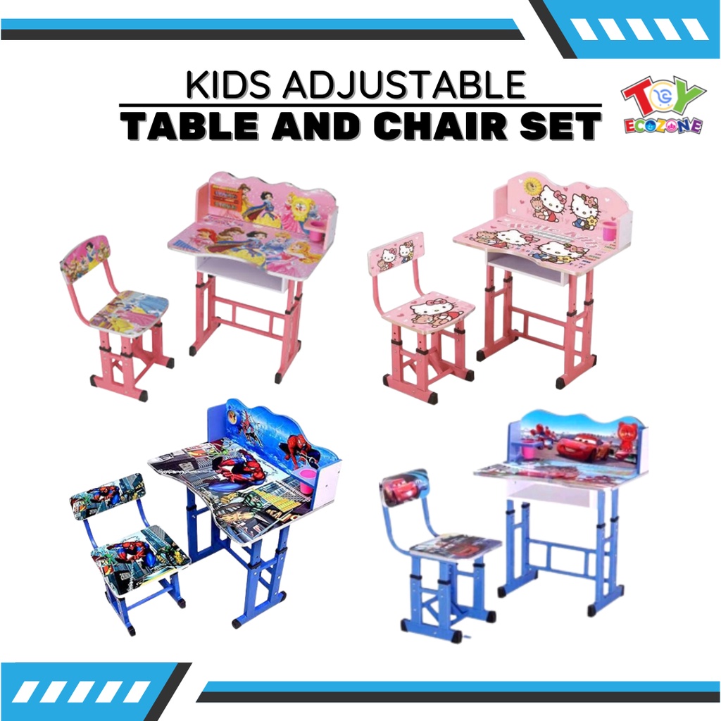 Kids Study Table and Chair Set Adjustable Writing Table Study Desk