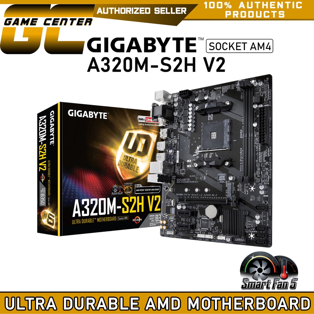 GIGABYTE A320MS2H V2 AMD Socket AM4 Ultra Durable AMD Motherboard for