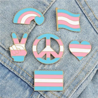 LGBT Trans Pride Enamel Pin Rainbow Flag Transgender Brooch Transsexual Heart Peace and Love Symbol #1