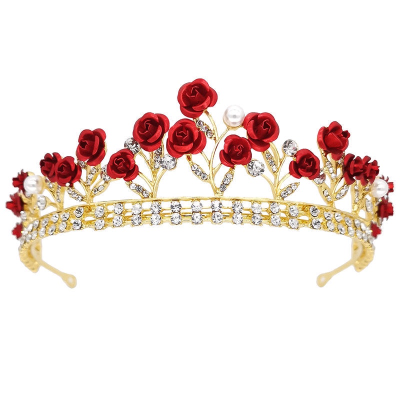 Mga hikaw ng mga bataKasuotang pang-headwear ng mga batang babae crown necklace earrings set red f