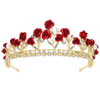 Mga hikaw ng mga bataKasuotang pang-headwear ng mga batang babae crown necklace earrings set red f #2