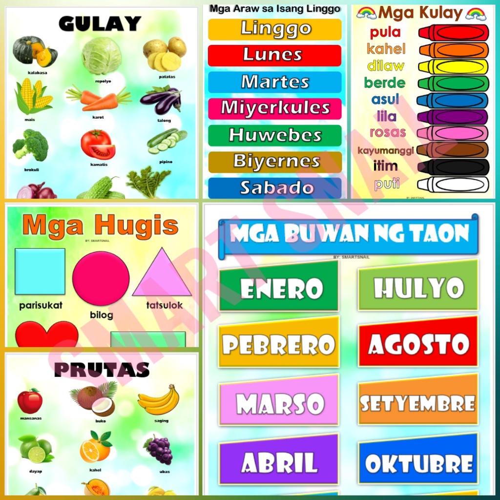 Laminated TAGALOG Educational Wall Charts for Kids | Shopee Philippines