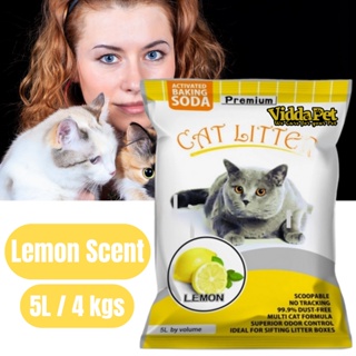 5L/4kgs Premium Cat Litter Sand Lemon Clumping Viddapet Premium 5L cat litter sand bentonite Lemon