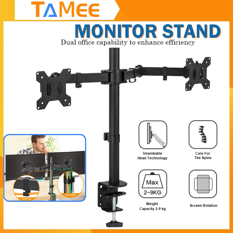 TAMEE Dual Monitor Mount Computer Desk Mount Monitor Bracket with Cclamp and Grommet Options