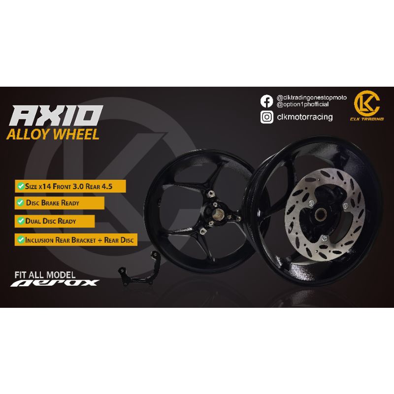 AXIO Mags Aerox V1 V2 Disc Brake Ready Dual Disc Wide mags 3.0 Front 4.