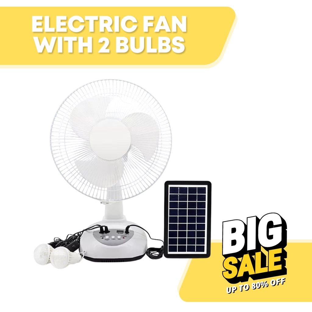 Light Deals Original Solar Power Electric Fan And Rechargeable Table
