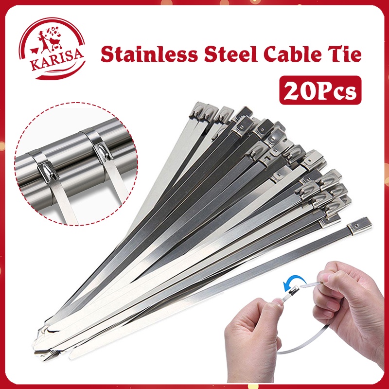 20Pcs Stainless Steel Cable Tie Metal Cable Tie Heavy Duty SelfLocking