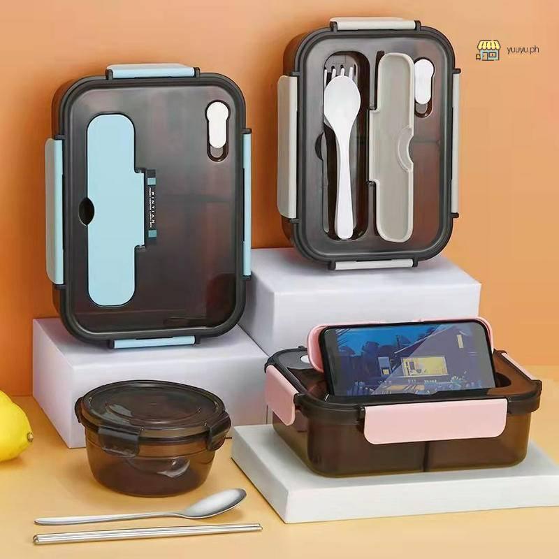 Lunch Box with Fork Spoon Sealed Plastic Bento Box Suitable for Student