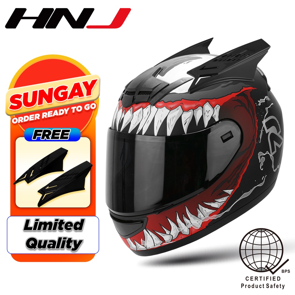 Hnj Motorcycle Helmets Full Face Motor Helmet Single Visor Free Sungay Shopee Philippines