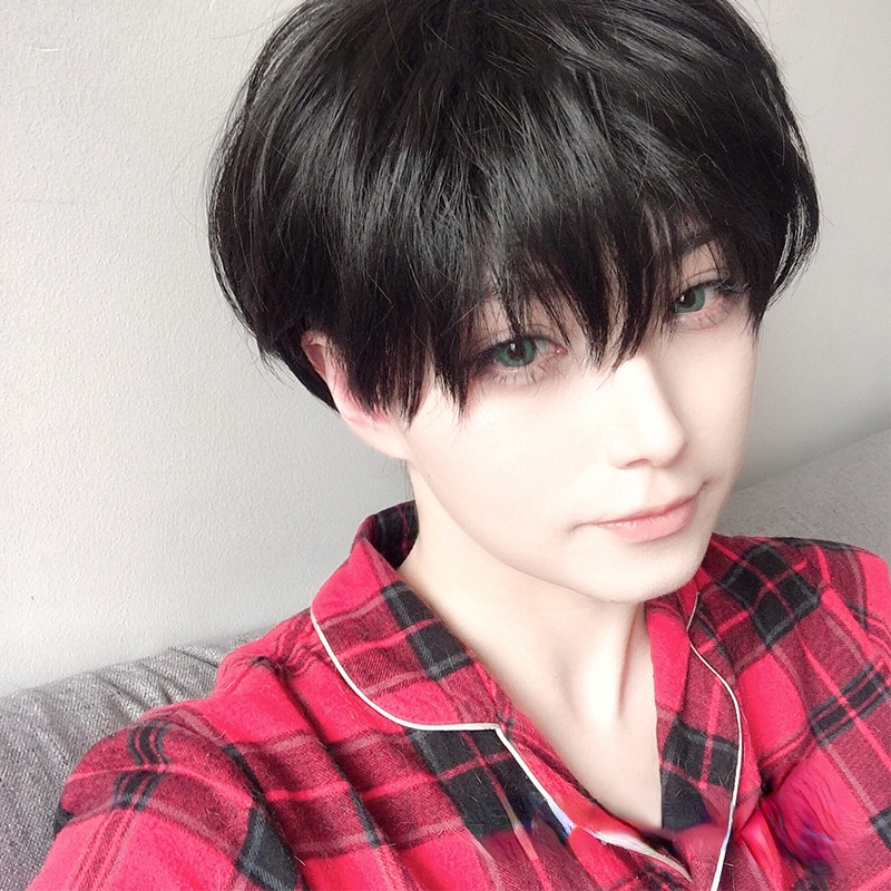 Free Gift Black Men's Wig Short Straight Wig Synthetic Wigs For Male Boy Cosplay Anime Daily
