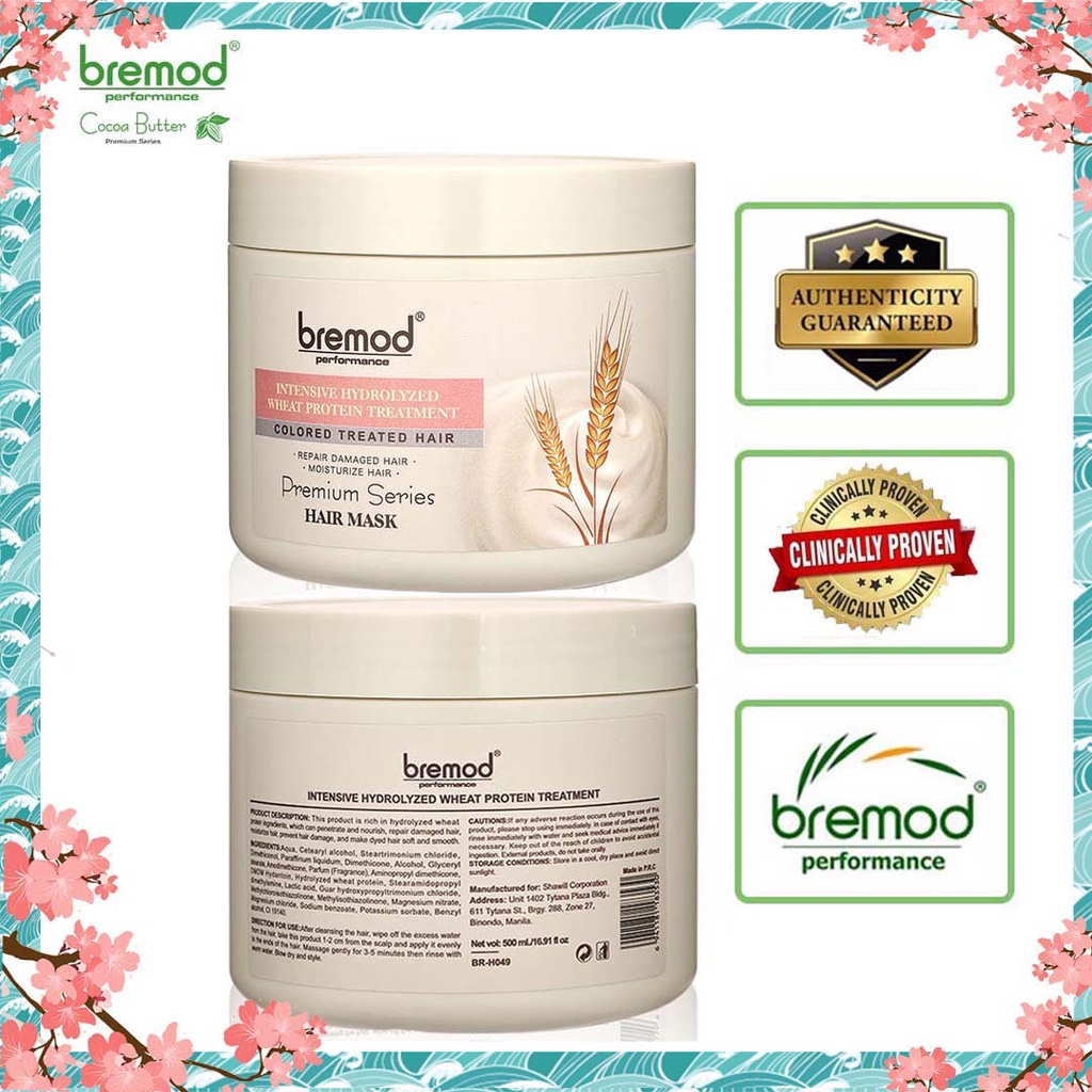 Bremod Hair Treatment Mask Premium Vitamin B5 Cocoa Butter Argan Oil Repairs Damage Dry Hair