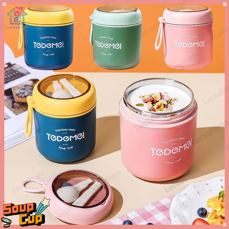 Vacuum Soup Cup Food Container Mini Thermal Lunch Box Jar With Spoon