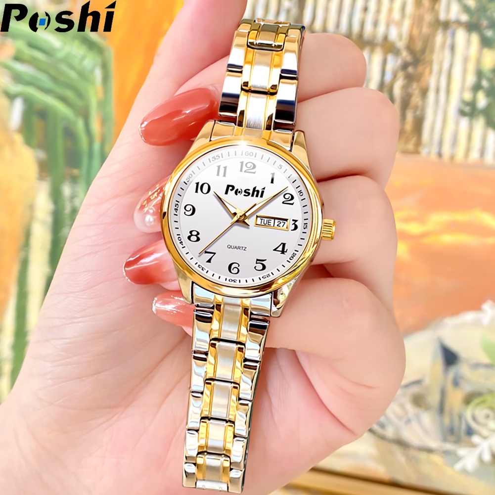 POSHI Ladies Watch Stainless Steel Waterproof Luminous Quartz Watch