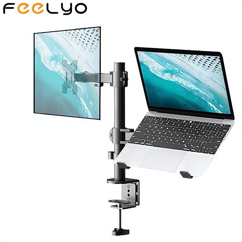 feelyo-laptop-mount-stand-bracket-with-tray-adjustable-arm-dual-monitor