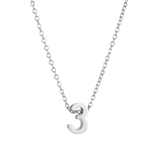 Silver Color Cute Number 0 1 2 3 4 5 6 7 8 9 Pendant Birthday Lucky Number Charm Necklace Rolo Chai #5
