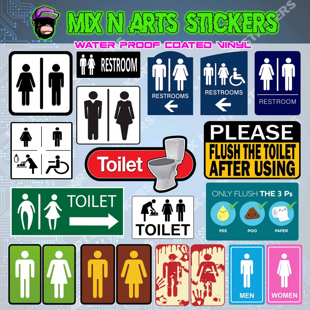 Toilet Signage Laminated Vynil Sticker Sold Per Piece Shopee Philippines