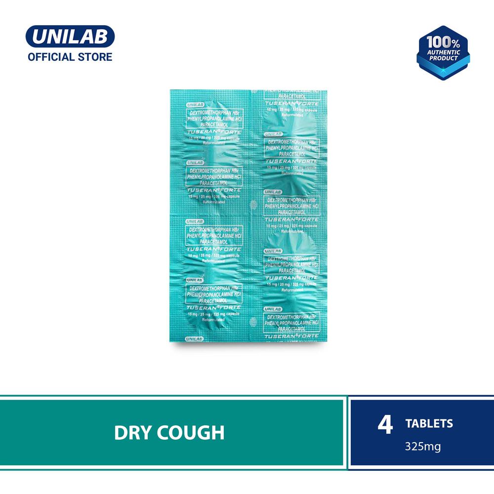 Unilab Tuseran Forte 4 Tablets Medicine for Relief of Cough, Colds