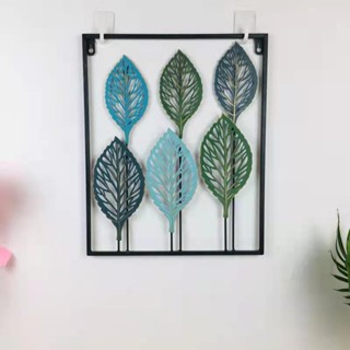 Metal Wall Decor with Square Frame, Leaf Art Gold Framed Leaves Artwork Nordic style #8