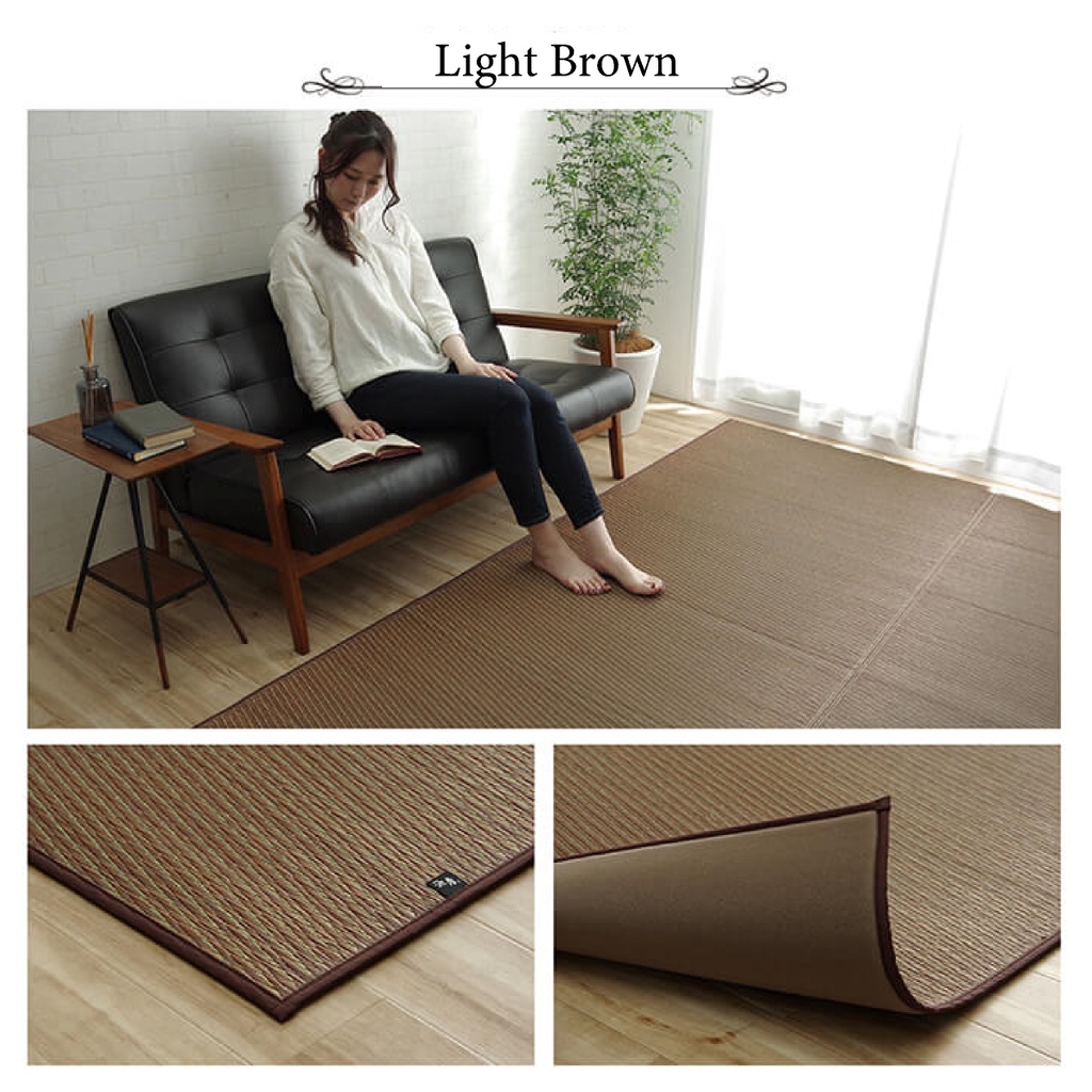 IKEHIKO Japanese rush grass Tatami Mat Rug Carpet Simple Light Brown