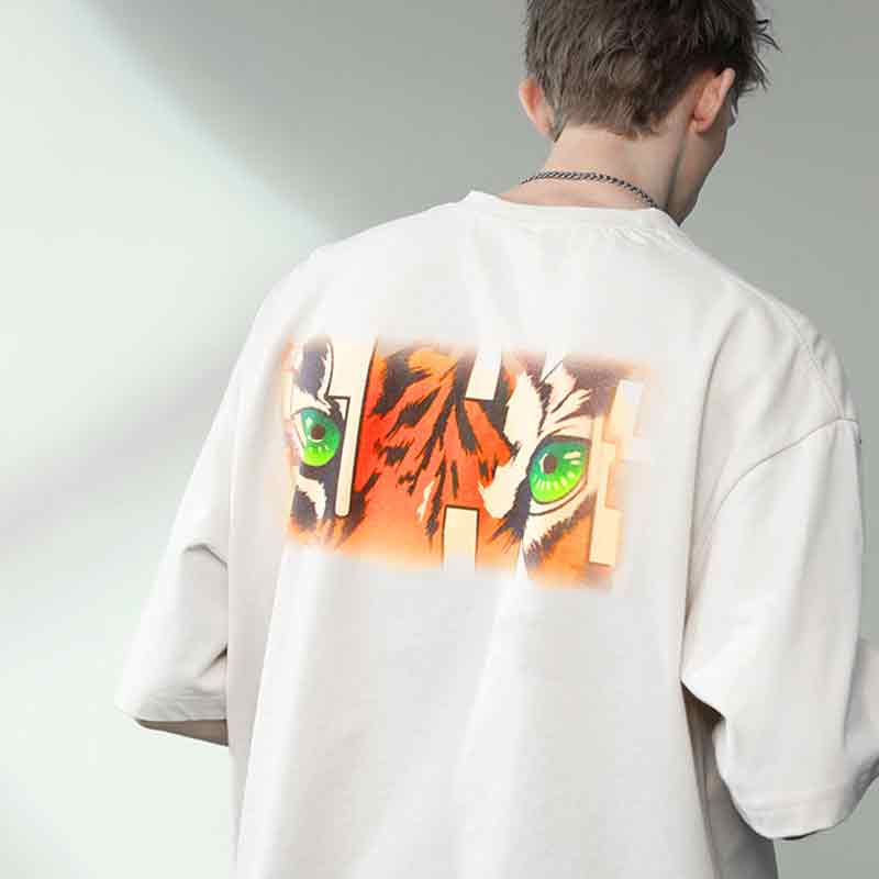 tshirt unisex summer tiger eyes american print Trendy Brand black plus size top cotton crewneck tees