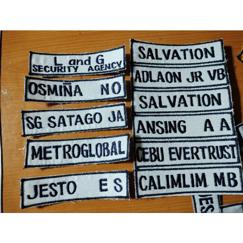 SECURITY GUARD NAME CLOTH@AGENCY NAME CLOTH ( EMBROIDERED)