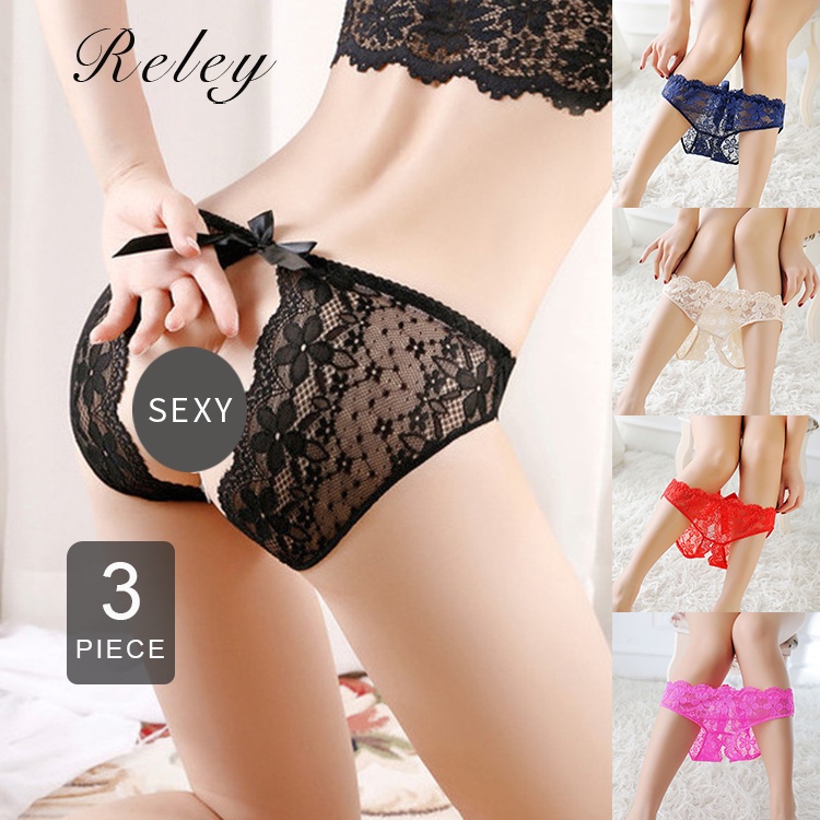 PCS Sexy Lace Crotchless Panty For Women Low Waist Open Crotch Underwear For Hot Sex Shopee